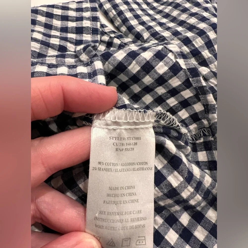 KUT from the kloth M Navy / White Check Button Down - Picture 7 of 11